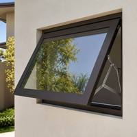 Fenêtre à auvent en aluminium résistante aux ouragans, à ouverture par le haut, avec verre feuilleté résistant aux chocs, à rupture de pont thermique, double vitrage, sur mesure, OEM