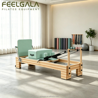 Pilates Reformer en Hêtre et Érable avec 6 ressorts en fil de piano allemand, barre réglable à 7 positions, poulie inférieure, usage commercial, portable