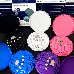 Du lịch xách tay và nhỏ gọn USB C Sạc Cáp Type-C lưu trữ Set box với Cáp dữ liệu <span class=keywords><strong>4</strong></span> trong <span class=keywords><strong>1</strong></span> cho điện thoại di động - Product Image 1