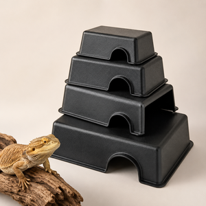 <b>Small</b> Animal Hideaway Reptile Hideout Plastic Hides <b>Box</b> Snake Gecko Black Plastic Reptile Gecko Hide Cave - Product Image 1