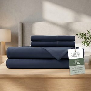 Hotel <b>Sheets</b> Direct Bamboo Viscose <b>Sheets</b> Set Twin XL Navy Blue Cooling Silky Soft Moisture-Wicking & Hypoallergenic - Product Image 3