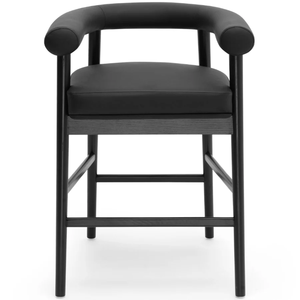 Aksel Counter <b>Stool</b> Boucle and Animal Hyde/Hide/<b>Leather</b> Cognac Vegan <b>Leather</b> - Product Image 3