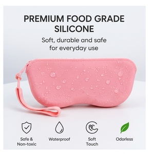 Étui à lunettes en silicone imperméable, sac de rangement multifonction pour les voyages, pour lunettes, cosmétiques, petits accessoires avec sangle de transport - Product Image 3