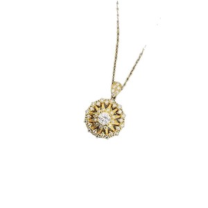 Rétro français luxe diamant soleil étoile pendentif lumière collier ensemble flocon de neige boussole boucle d'oreille or Zircon Super Flash flocon de neige étoile - Product Image 5