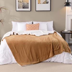 Siêu Mềm Tùy Chỉnh Sang Trọng Tất Cả Các Mùa <span class=keywords><strong>Sherpa</strong></span> Lông Cừu Vải Sữa Nhung Ấm Dày Có Thể Đảo Ngược <span class=keywords><strong>Polyester</strong></span> Ném Chăn - Product Image 6