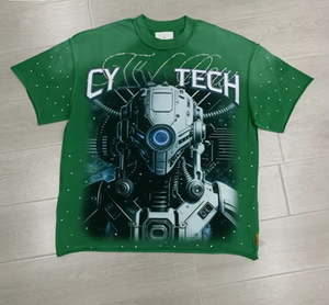 Camiseta Oversize de Verano 26 con Lavado Ácido, Estilo Urbano, Personalizada con Diamantes Verdes para <span class=keywords><strong>Hombre</strong></span> - Product Image 1