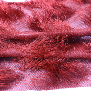 Diseño Sexy tejido 100% poliéster vino-rojo Pavo Real pelo flecos patrones poligonales tela Jacquard para ropa - Product Image 6