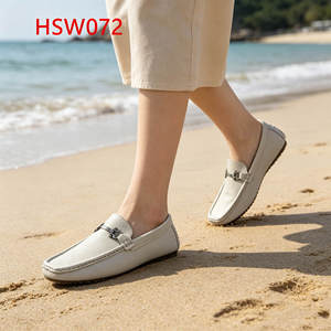 HY, Park Walking Mocassins faits main à bout large en cuir gaufré blanc pur, qualité <span class=keywords><strong>marché</strong></span> espagnol, style Penny délicat HSW072 - Product Image 5
