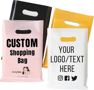 Small Business Retail Die Cut Handle Plastic Packaging Bags for Clothing Merchandise Shopping Bags