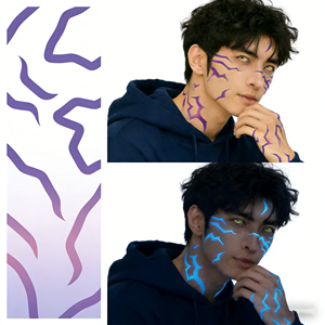 <span class=keywords><strong>Tatuaggi</strong></span> Luminosi <span class=keywords><strong>Anime</strong></span> con Rune Magiche, Adesivi Temporanei Impermeabili per Cosplay, Costumi, Trucco per il Corpo - Product Image 3