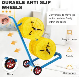 Distributeur de câbles JH-Mech Caddy de câbles à 4 bobines avec roues Distributeur de bobines de fil métallique - Product Image 4