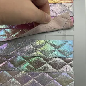 2023 New Arrivals Print leather check design PVC synthetic leather Fabric for bag and cosmetic