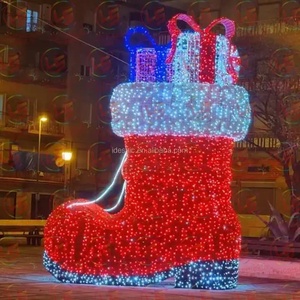 Nuove Decorazioni Natalizie Commerciali per Esterni, Grandi Motivi 3D a Forma di Stivale di Babbo Natale per Parchi, Chiese e Strade - Product Image 4