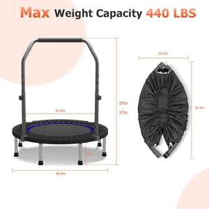 40-Inch Mini Folding Trampoline with Handrail Portable Jumping <strong>Exercise</strong> <strong>Equipment</strong> - Product Image 5