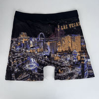 Boxer imprimé Las Vegas Nightscape pour hommes, sous-vêtements à taille élastique mi-cuisse, vêtements de nuit graphiques à thème urbain