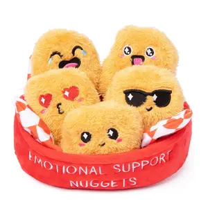 J685 one container five chicken nuggets family play doll fluffy parent children interactive multi expression stuffed food toy