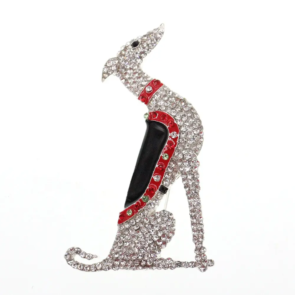 Joyería de moda Chapado en plata Greyhound /Scotty Borzoi Hound Dog /Puppy Canine Rhinestone Esmalte Animal Pin Broche