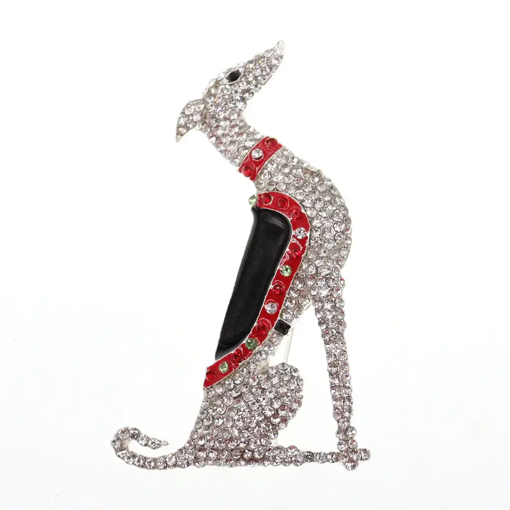 Moda takı gümüş ton Greyhound Scotty Borzoi Hound köpek köpek köpek Rhinestone emaye hayvan Pin broş