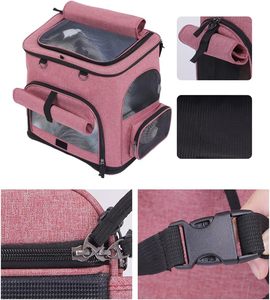 Wheeled Luxury Leather Solid Oxford Eco-Friendly Pet <b>Carrier</b> <b>Backpack</b> Removable Rolling Wheels Breathable Two-in-One Design for - Product Image 2