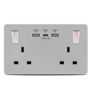 Top Quality BS Approved GB Wall Electrical Socket For Conference Desk Clip With 2usb Weatherproof Power Socket