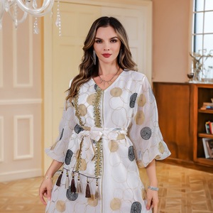 Abaya Islámica <span class=keywords><strong>Rosa</strong></span> con Lentejuelas Bordadas, Éxito de Ventas para el Mercado Musulmán Europeo y Americano - Product Image 4
