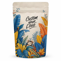Sachet Doypack Artisanal Personnalisé avec Logo Imprimé, Motif Jungle Tropicale, en Mylar Qualité Alimentaire avec Fermeture Éclair pour Snacks et Bonbons