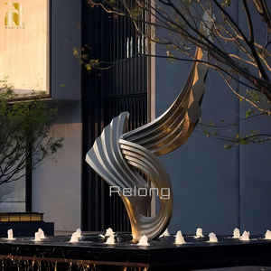 Resong Hot Bán đánh bóng thiết kế thép không gỉ trừu tượng cánh điêu khắc cho khách sạn lối vào trang trí - Product Image 3
