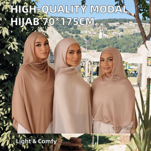 Alta calidad Premium Modal Hijab 70*175CM Color sólido pañuelo chal logotipo personalizado venta al por mayor mujeres islámico tradicional musulmán - Product Image 2