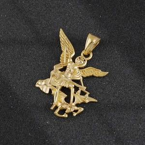 Pendentif en acier inoxydable Saint-Michel Archange, charme de protection bouclier saint, pendentif orthodoxe russe - Product Image 3