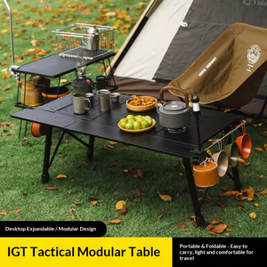 <b>Outdoor</b> Multifunctional Aluminum Alloy Lightweight Folding <b>Table</b> IGT Expandable Height Adjustable Travel <b>Table</b> Camping <b>BBQ</b> - Product Image 5