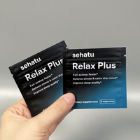 Sachet en plastique refermable à trois soudures latérales de qualité alimentaire, imprimé sur mesure, pour emballage de capsules de vitamines et de suppléments, pochette en Mylar avec fermeture éclair