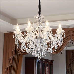 Lustre européen de luxe en cristal de taille moyenne LED bougie suspension hauteur réglable pour la décoration créative du hall de l'hôtel - Product Image 2