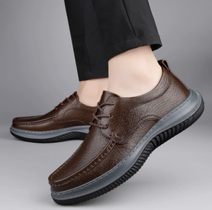 Zapatos Oxford de Cuero para Hombre, Punta Redonda, con Cordones, Negros, para Vestir, con Suela de Goma Acolchada, Entresuela de EVA, para Oficina, Trabajo, Todas las Temporadas - Product Image 4