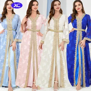 Elegant Printed Chiffon Retro Wedding Abaya Muslim Dress Maxi Pakistani Dresses Salwar Kameez Evening Womens Dresses