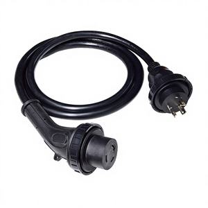 Cordon d'alimentation RV de 1,8 m (6 pieds) avec fiche femelle L5-30P/NEMA et fiche mâle L5-30R/NEMA, coudé à 90 degrés, noir, 0,5 m, 125 V, 30 A, avec prise de terre, rallonge en PVC/Cuivre - Product Image 1