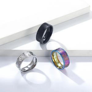 <b>Titanium</b> Steel <b>Rings</b> For <b>Men</b> Swirl Pattern Stainless Steel Fashion Jewelry Gift Occasion K-R726 - Product Image 1