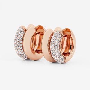 Pendientes de doble aro con diamantes cultivados en laboratorio, 1 quilate, de alto brillo, para mujer, elegantes, brillantes, joyería fina, minimalista, de lujo - Product Image 1