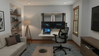 Station de travail murale double écran pliable, bureau électrique assis-debout Murphy extra large et peu encombrant pour bureau à domicile, compatible avec deux moniteurs 27 pouces OEM