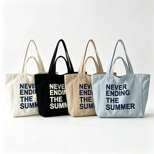 Custom Logo Canvas <b>Tote</b> <b>Bag</b> with Inner <b>Zipper</b> Pocket and Letter Pattern-Eco-Friendly Reusable Heavy-Duty <b>Bag</b> for Everyday Carry - Product Image 3