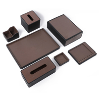 Vente en gros d'accessoires de salle de bain d'hôtel porte-savon en cuir ABS boîte à mouchoirs porte-gobelet ensemble d'agrément pour hôtel 5 étoiles