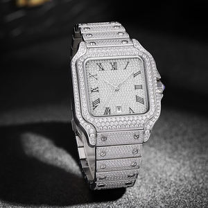 Reloj mecánico de lujo para hombre, superventas, de gama alta, con número romano cuadrado de diamante completo, reloj de pulsera mecánico de lujo 2025 - Product Image 3