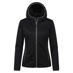 Chaqueta Deportiva con Capucha para Mujer Success Star, Negra, Cortavientos, con Cierre Completo, Manga Larga, Casual, Primavera, Spandex/Poliéster - Product Image 2