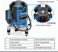 Niveau laser croisé 360° verticalité, batterie lithium 12V, lumière verte, pour bricolage et usage industriel extérieur