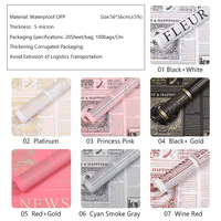 Papier d'emballage imperméable en PVC couché simple face, recyclable, imprimé de lettres et motifs floraux, pour bouquets, fournitures de fleuristes, cadeaux de mariage