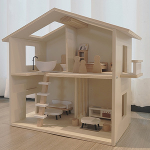 Casa delle Bambole in Miniatura Fai da Te con Mobili, Giocattolo Educativo in Legno per Bambini e Bambine - Product Image 1