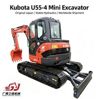 Excavator Crawler Kubota U55-4 Bekas 5400kg Mini Digger Asli Jepang untuk Pekerjaan Penggalian Pipa dan Pekerjaan Kebun