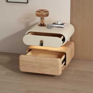Hot Sale Solid Wood Frame Leather Surface with Sockets and Motion-Sensor Lamp Smart Bedside Table BTBT017 for Home or <strong>Totel</strong> - Product Image 2