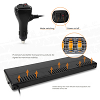 Barre lumineuse de signalisation d'urgence 2-en-1 ambre/blanche pour tableau de bord avant/arrière, 48 LED, feux de sécurité intérieurs clignotants d'avertissement de danger