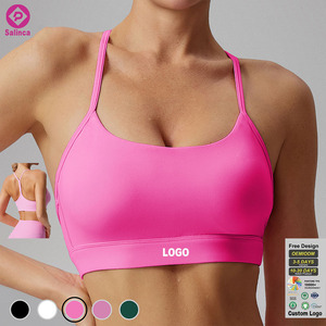 Sujetador deportivo con logo personalizado para mujer, sexy, de color liso, con espalda en Y, hermoso diseño, tirantes, almohadillas extraíbles para el pecho, para fitness y yoga. - Product Image 1