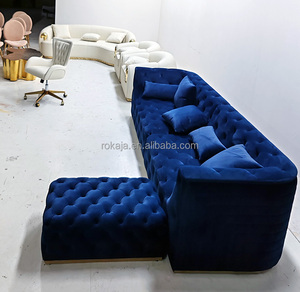 Country Style Living Room <strong>Sofa</strong> Sets <strong>Cheap</strong> Velvet Grey <strong>Chesterfield</strong> <strong>Sofa</strong> Big Size 3 4 5 Royal <strong>Sofas</strong> Luxury Living Room Furniture - Product Image 2